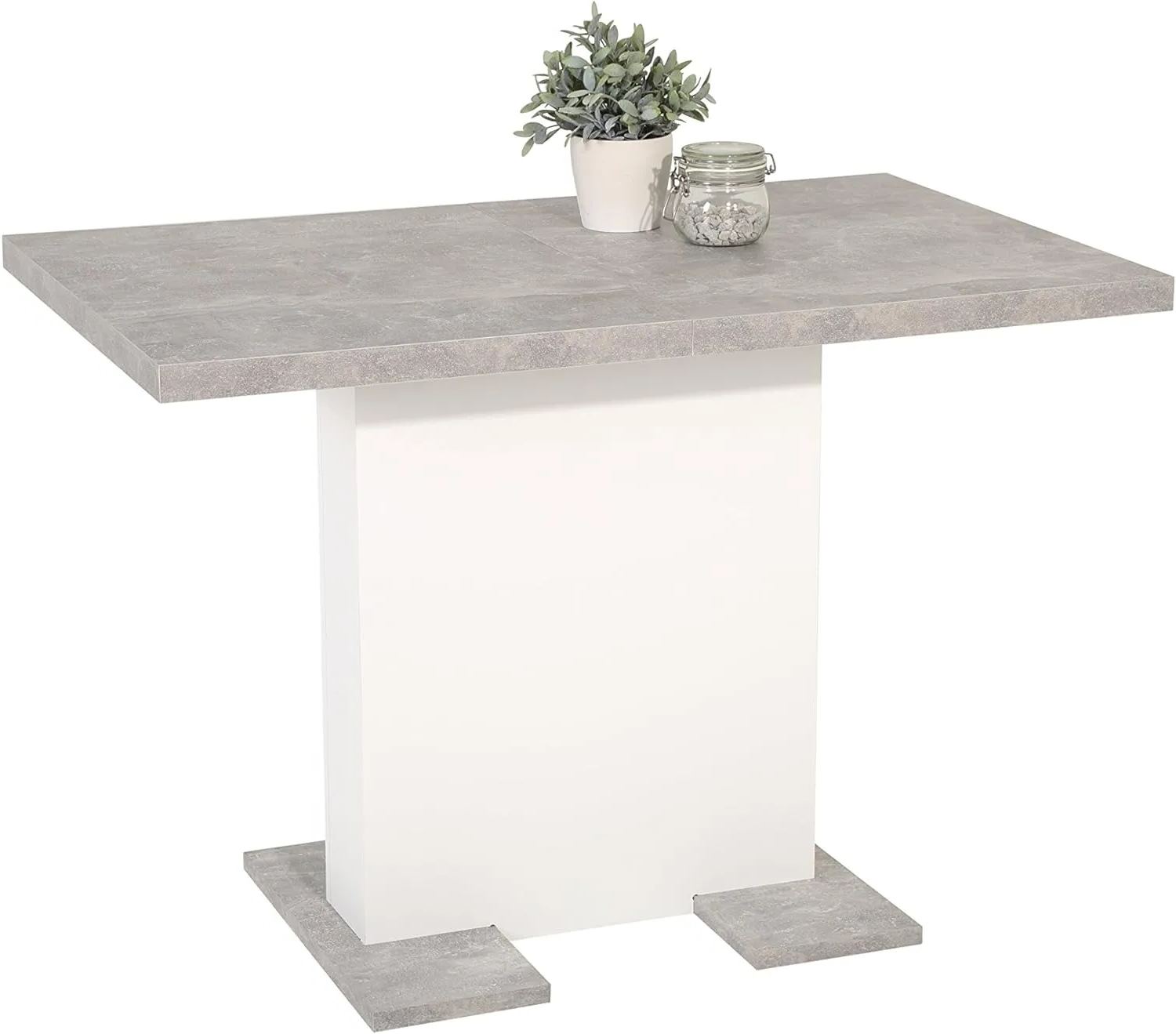 CASA MÃSURARULUI FURNITURE COMPANY Säulenesstisch Esstisch Britt, Holzwekstoff melaminbeschichtet, Dekor Betonoptik, ausziehbar, 110-150x69x76 cm