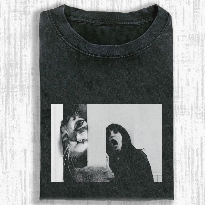 Funny cat Washed T-shirt