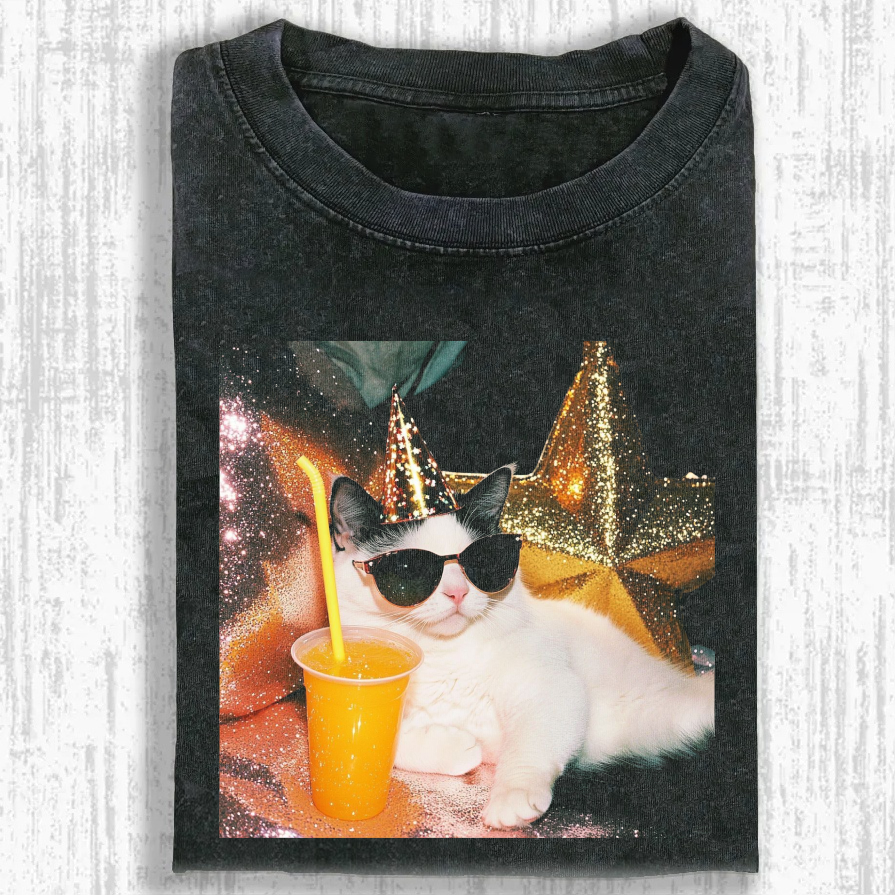 Wacky Cat Washed T-shirt