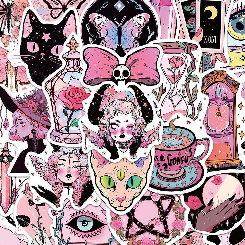 The Pink Witch stickers 50pcs