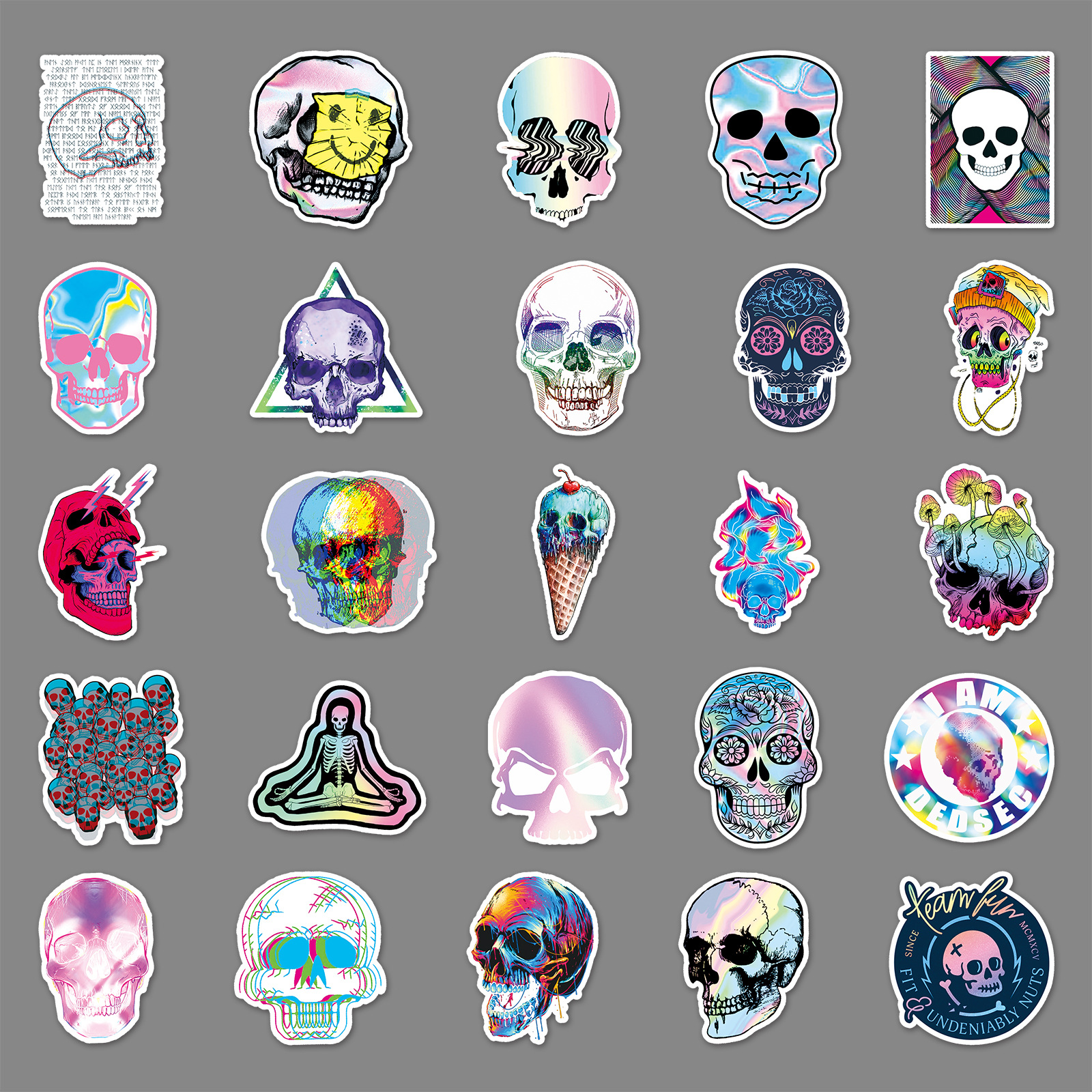 Skull Doodle Stickers 50pcs