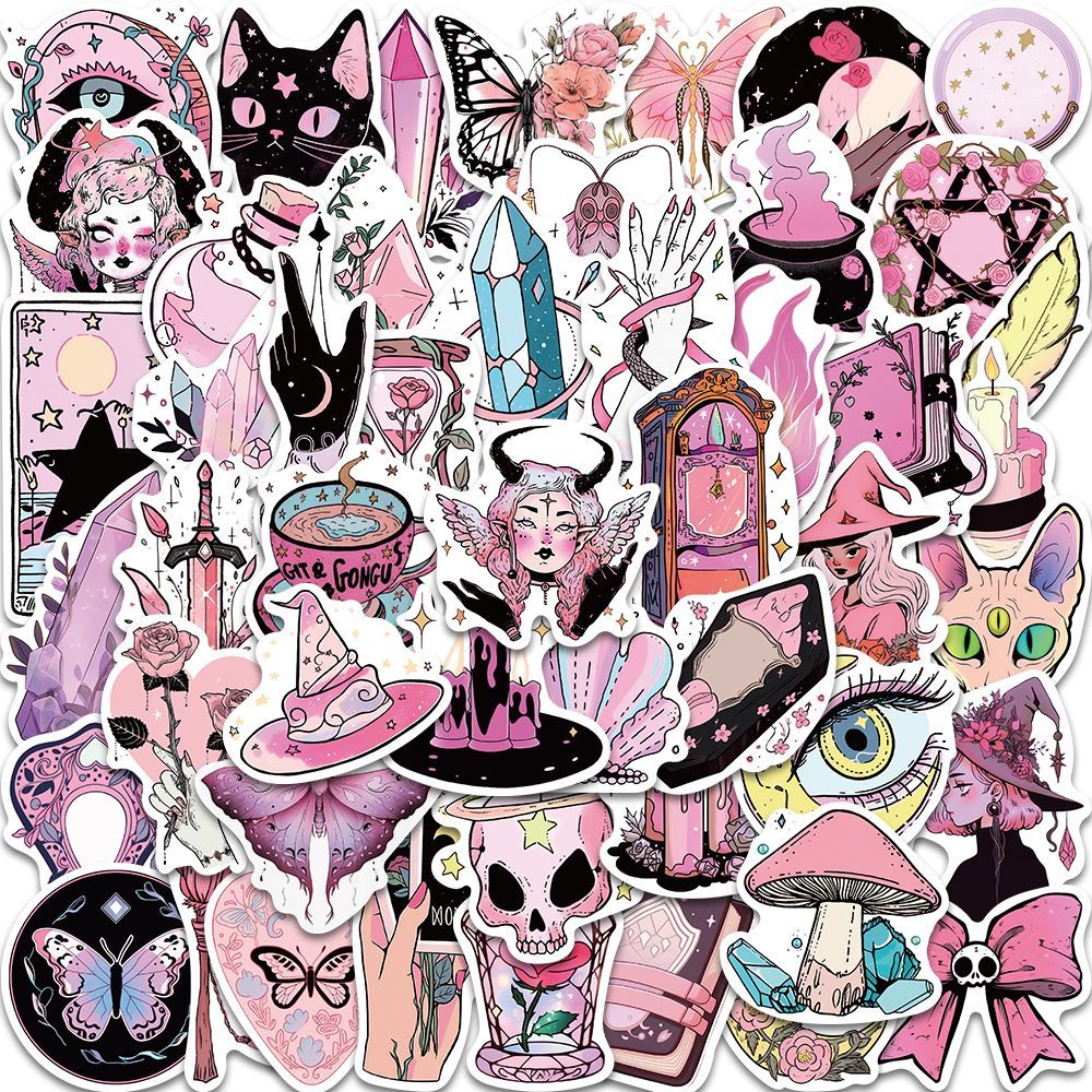 The Pink Witch stickers 50pcs