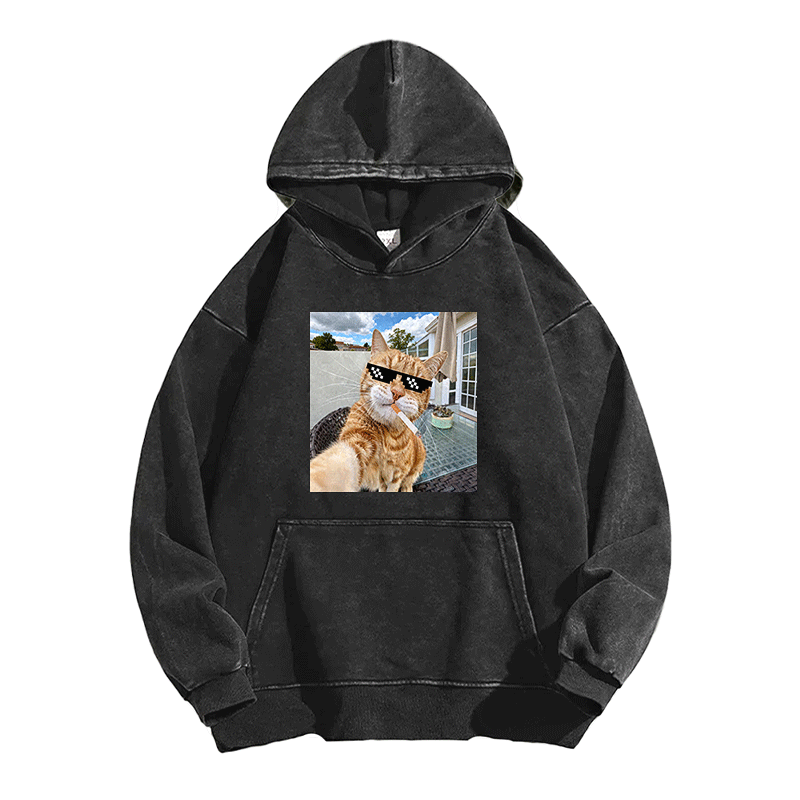 Urban Feline Cool Washed Hoodie