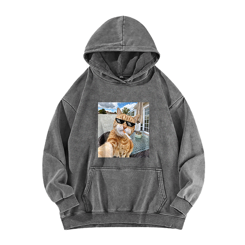 Urban Feline Cool Washed Hoodie