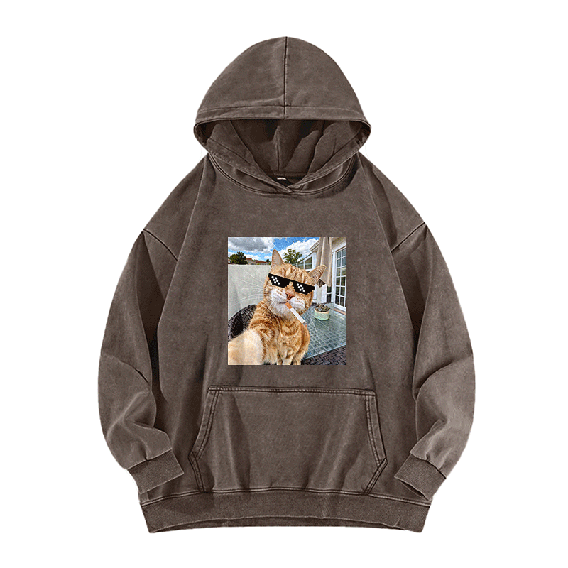 Urban Feline Cool Washed Hoodie