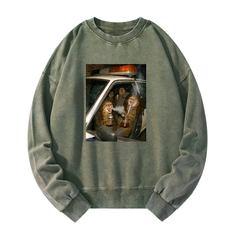 Party Patrol Cats Washed Sweatshirt