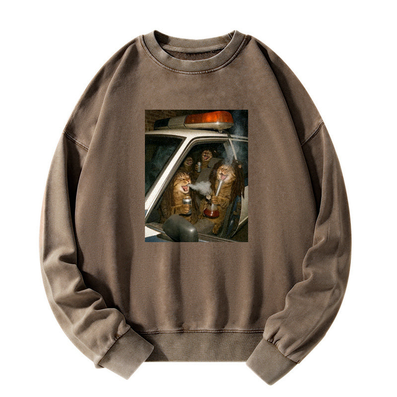 Party Patrol Cats Washed Sweatshirt