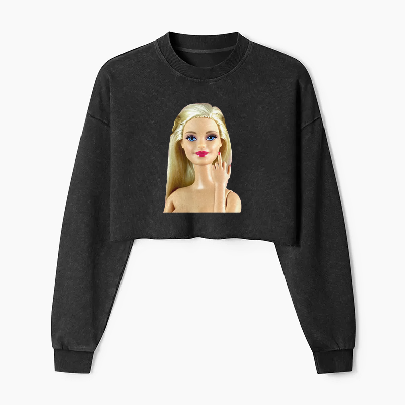 Barbie Silent Gesture Washed Crop Sweatshirt