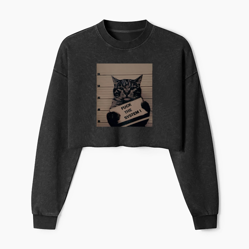 OUT LAW CAT Washed Crop Sweatshirt