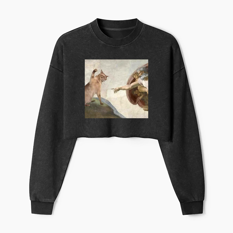 The Creation of Cat Washed Crop Sweatshirt