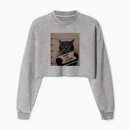 OUT LAW CAT Washed Crop Sweatshirt