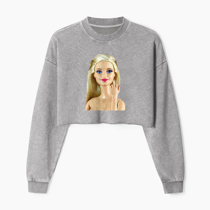 Barbie Silent Gesture Washed Crop Sweatshirt