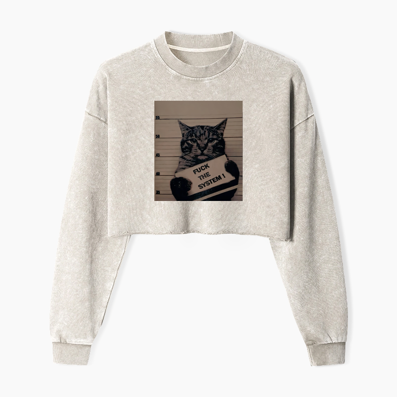OUT LAW CAT Washed Crop Sweatshirt