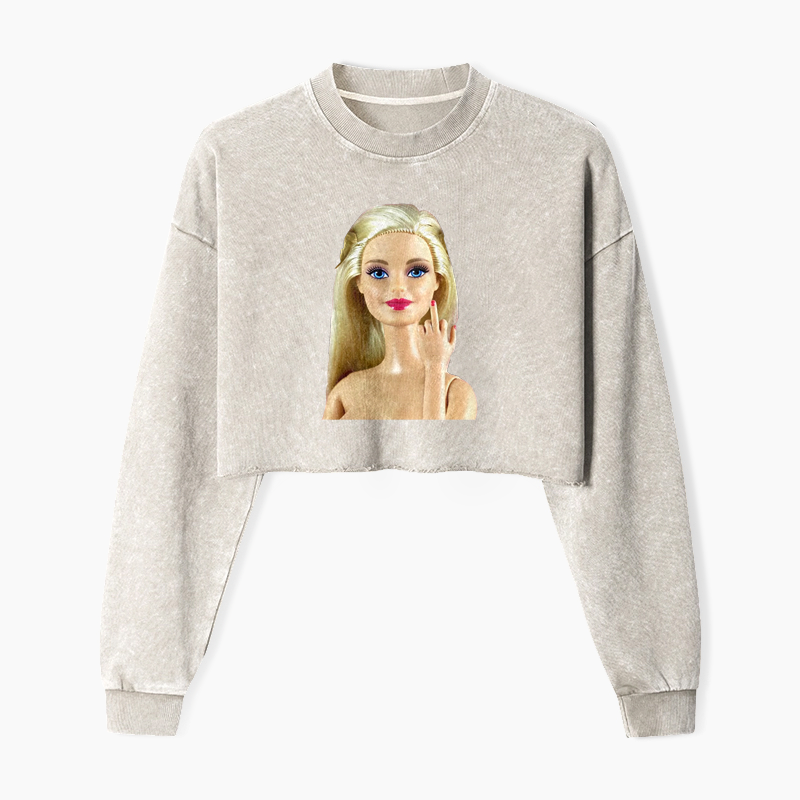 Barbie Silent Gesture Washed Crop Sweatshirt