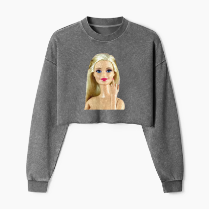 Barbie Silent Gesture Washed Crop Sweatshirt