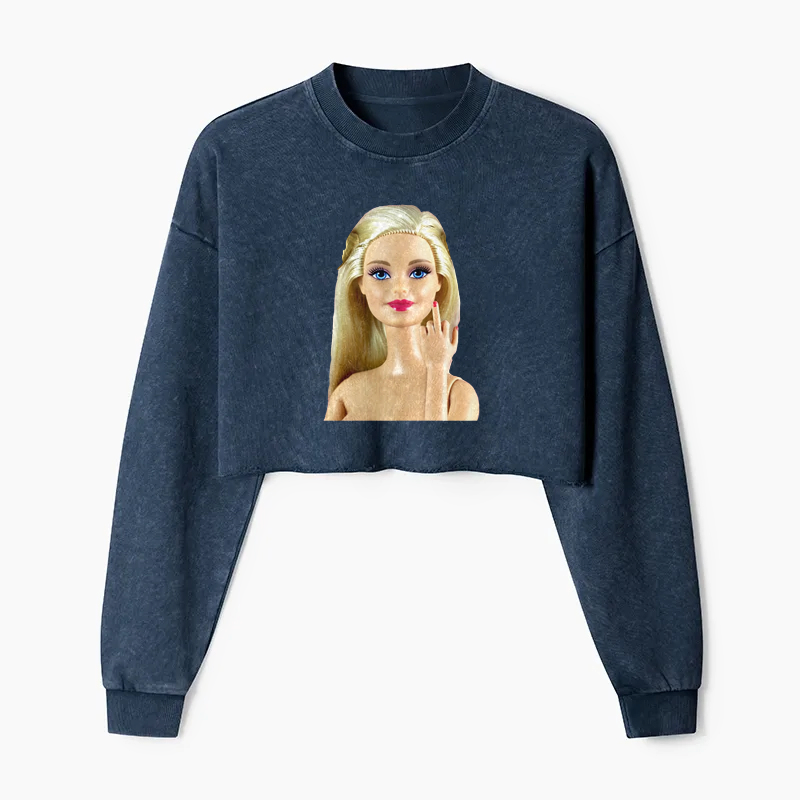 Barbie Silent Gesture Washed Crop Sweatshirt