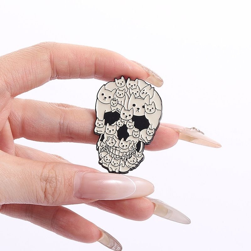 Cat Skull DIY Alloy Brooch