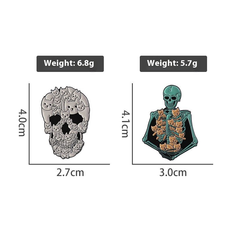 Skull Cat Alloy Brooch – DIY Kit