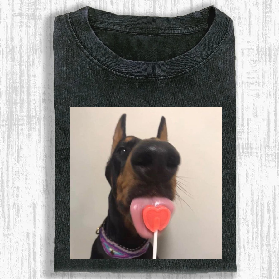 Candy dog Washed T-shirt