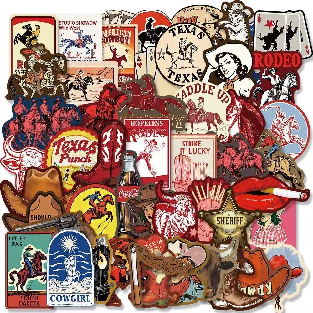 Wild West Cowboy Stickers – 50pcs