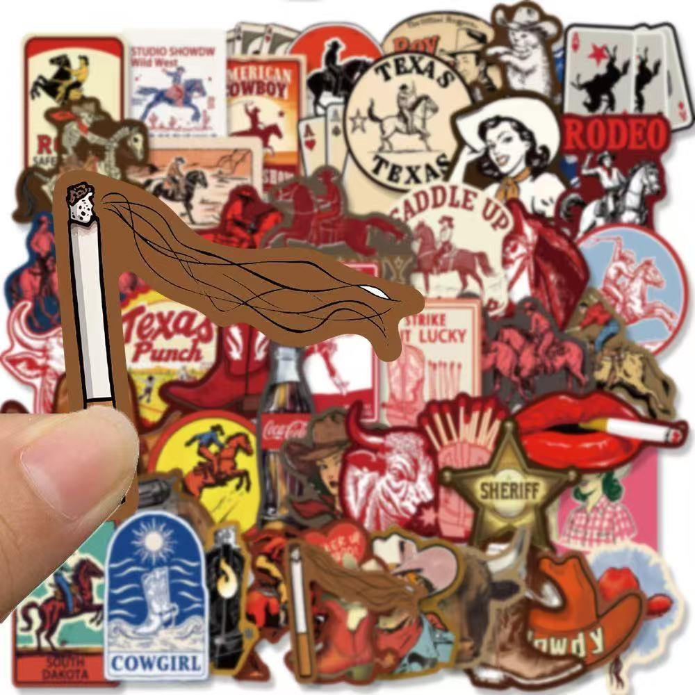 Wild West Cowboy Stickers – 50pcs