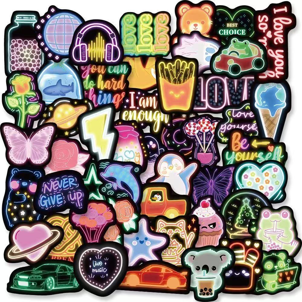 Retro Neon Stickers – 50pcs
