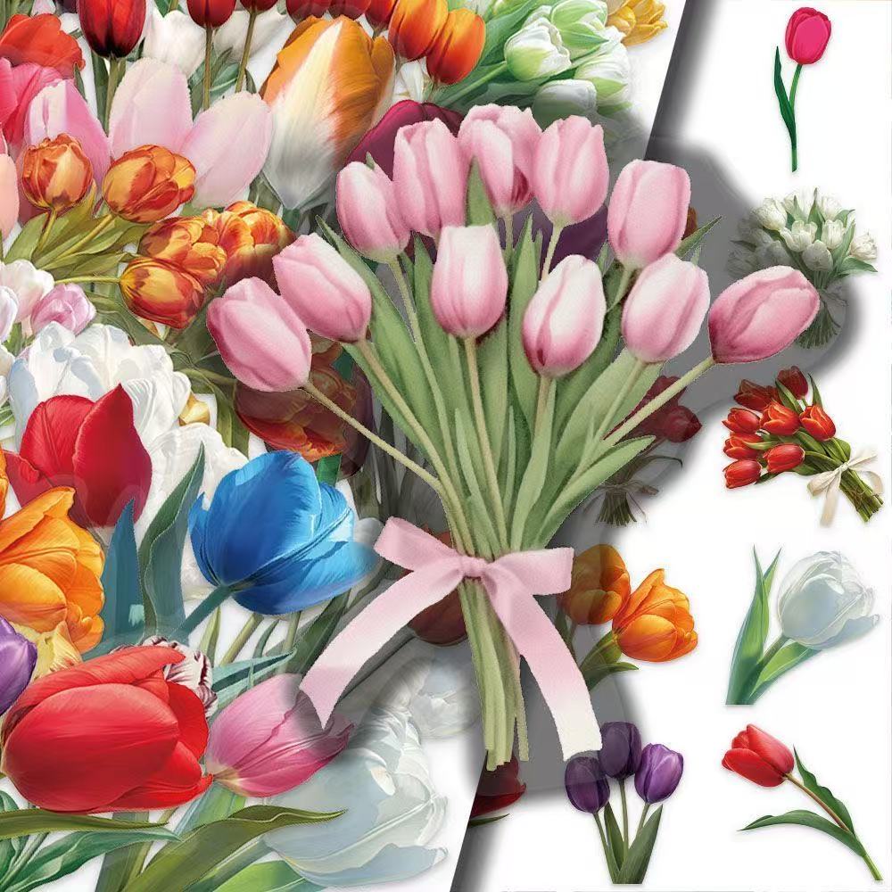 Floral Tulip Stickers – 50pcs