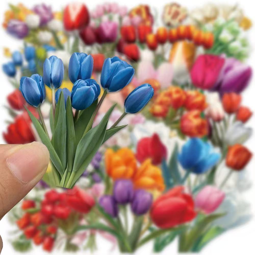 Floral Tulip Stickers – 50pcs