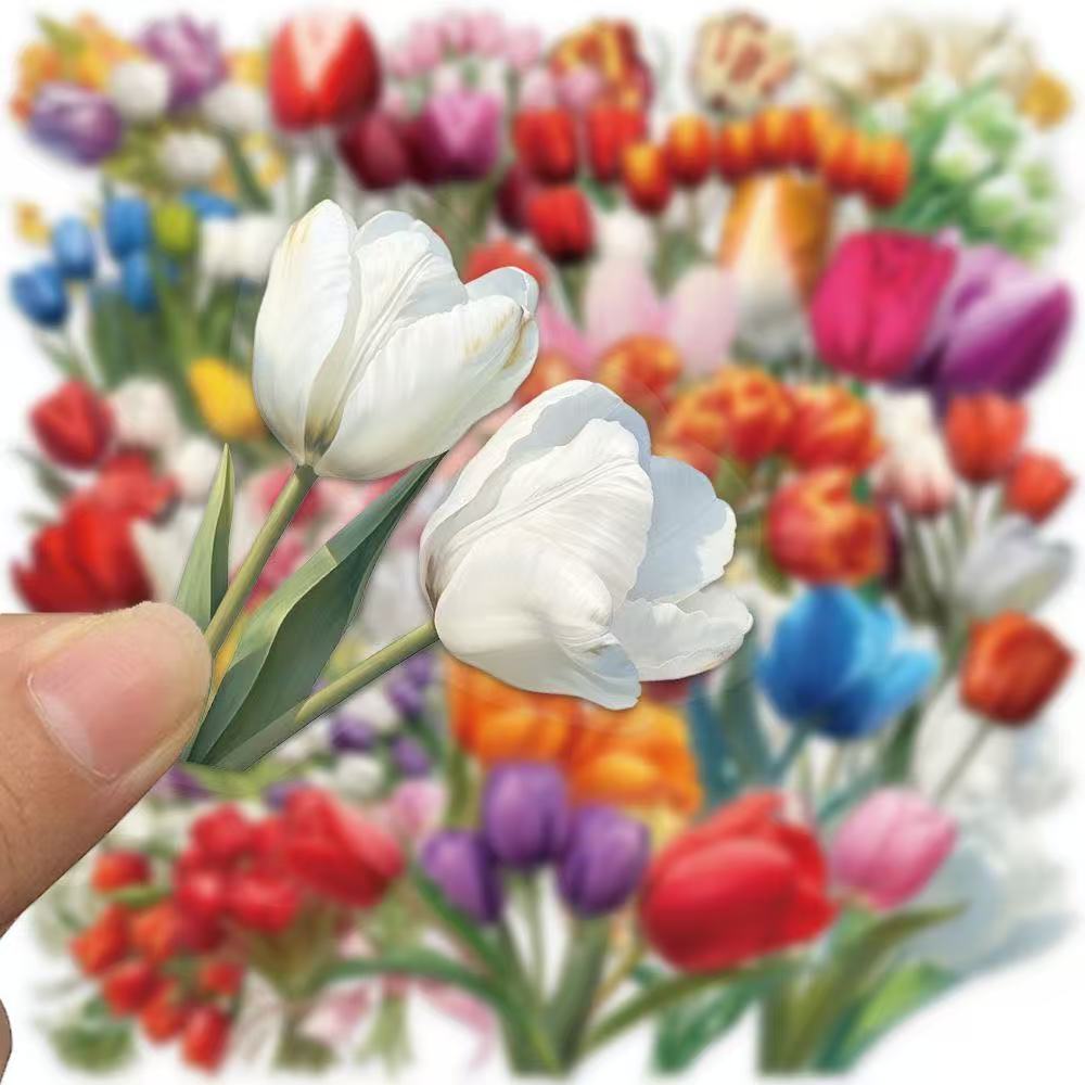 Floral Tulip Stickers – 50pcs