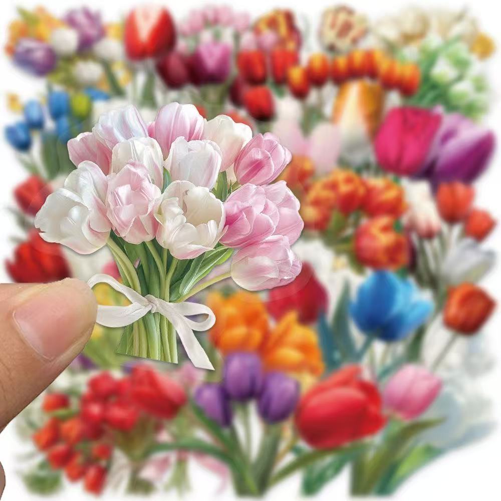 Floral Tulip Stickers – 50pcs
