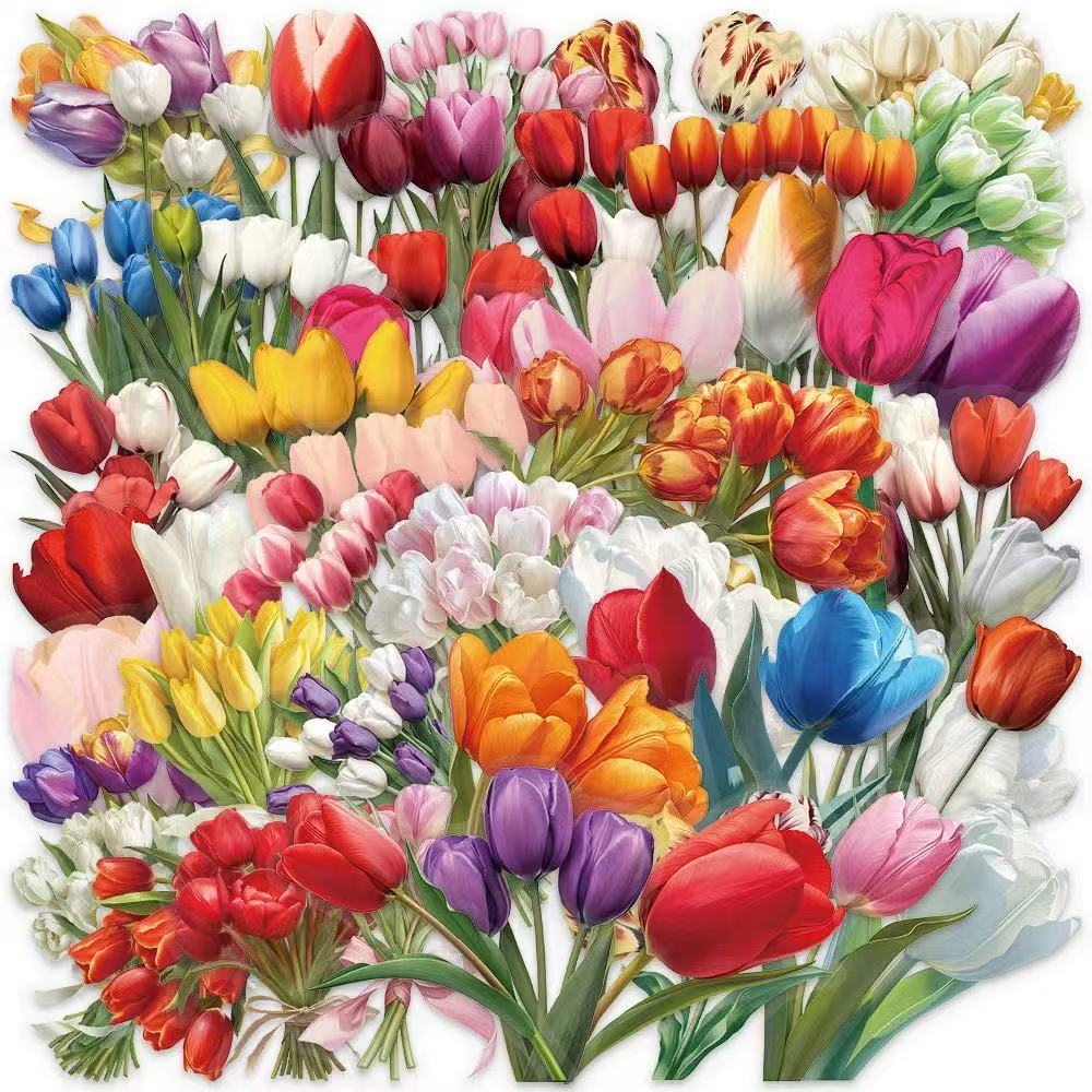 Floral Tulip Stickers – 50pcs