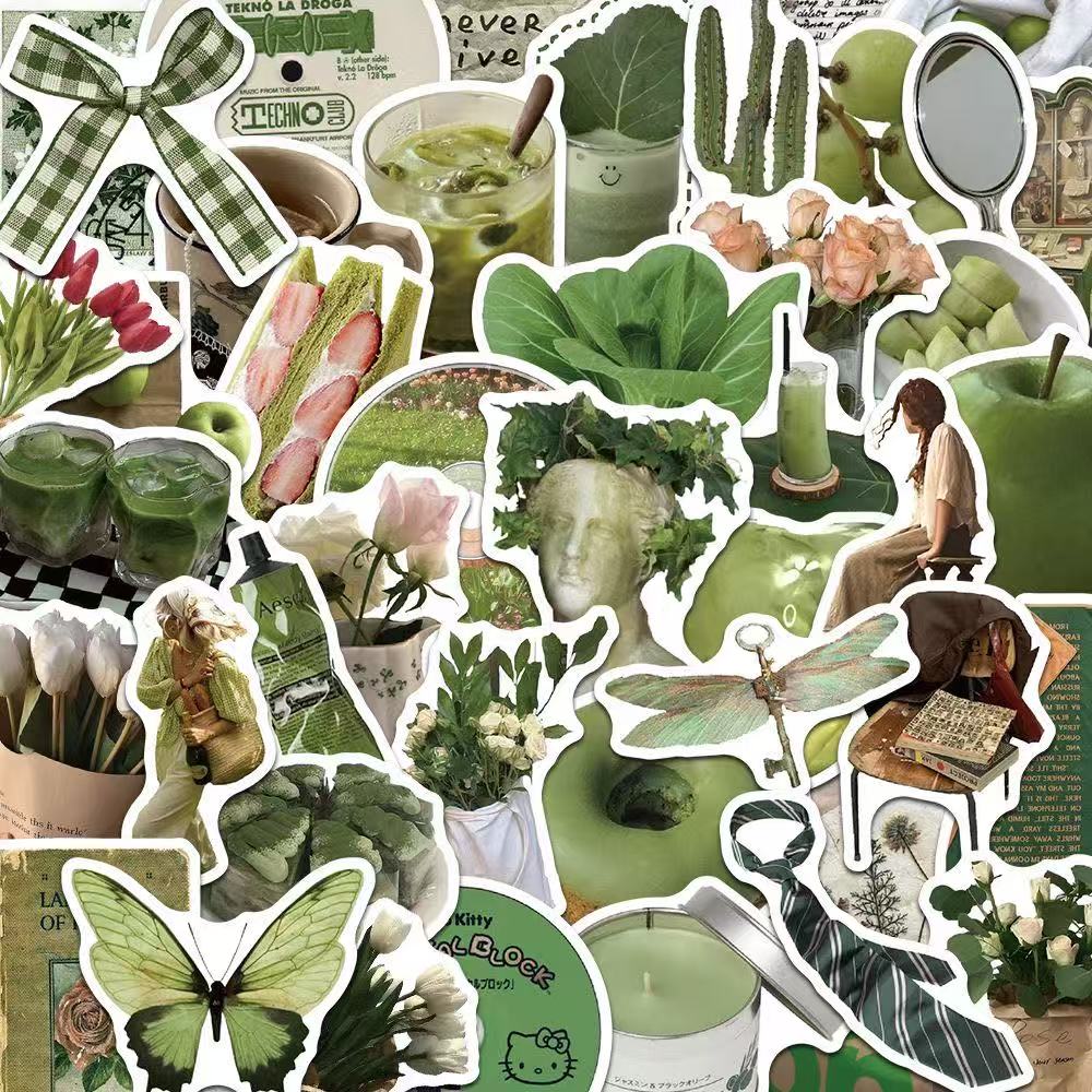 Olive Aesthetic Stickers – 62pcs