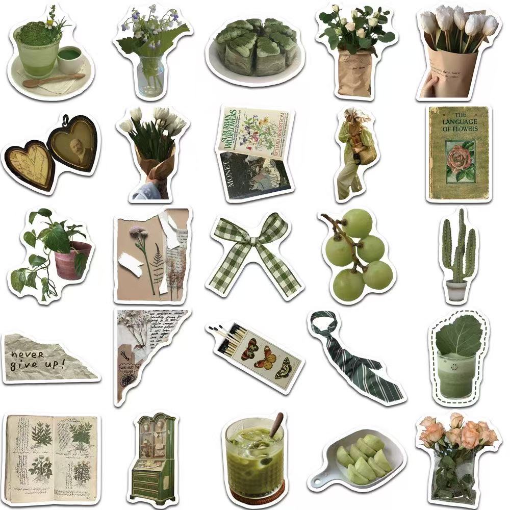 Olive Aesthetic Stickers – 62pcs