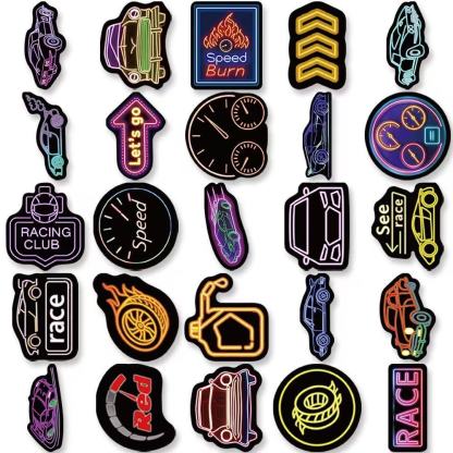 Retro Neon Racing Stickers – 50pcs