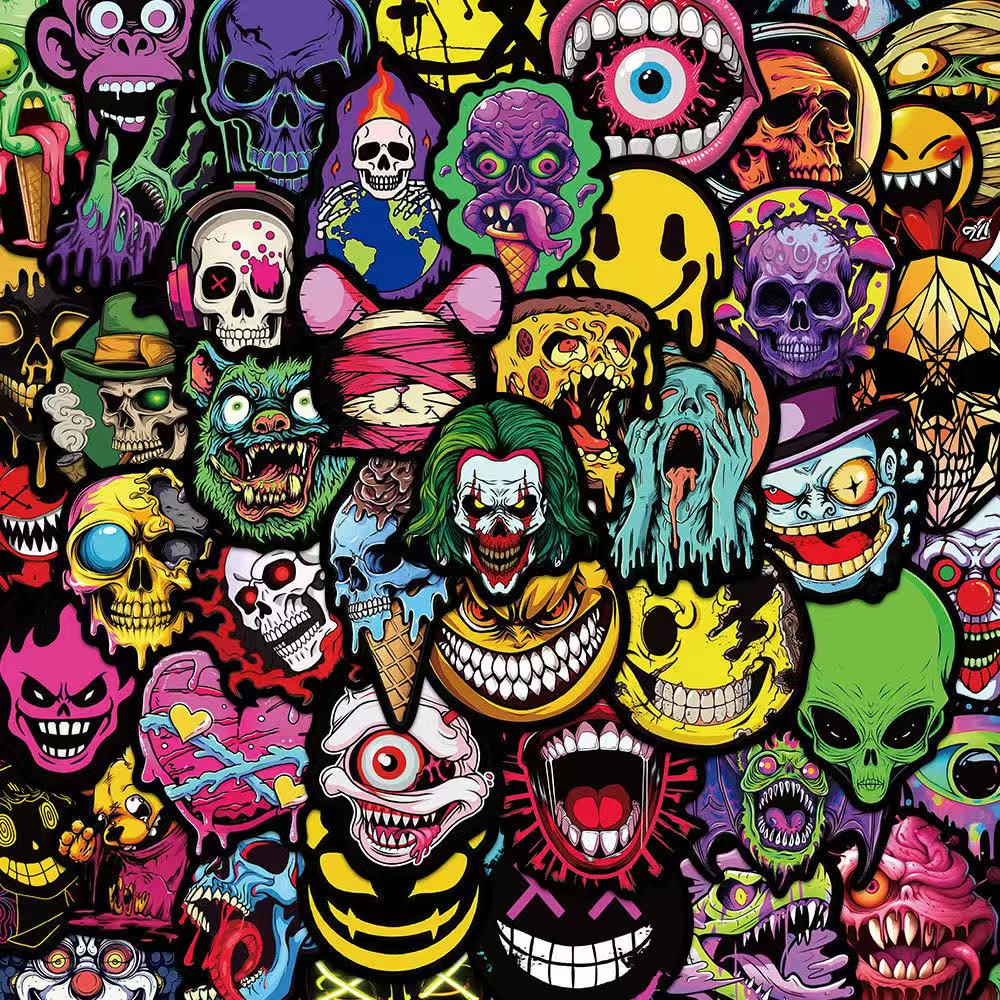 Horror Ghost Face Stickers – 50pcs