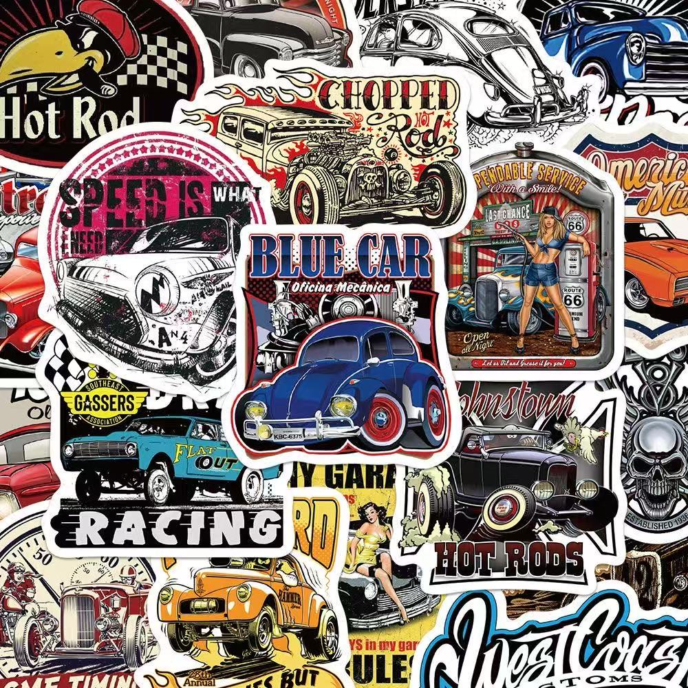 Vintage Car Stickers – 50pcs