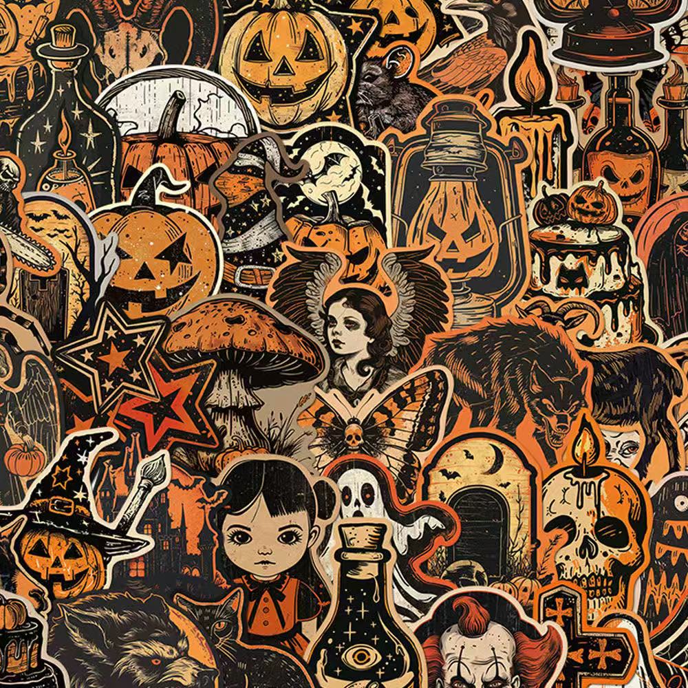Vintage Halloween Stickers – 50pcs