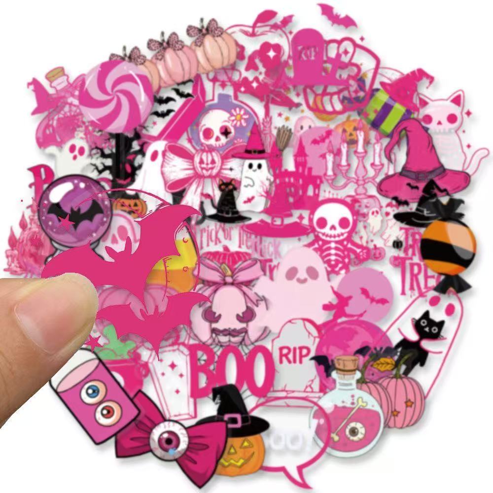 Gothic Pink Halloween Stickers – 50pcs