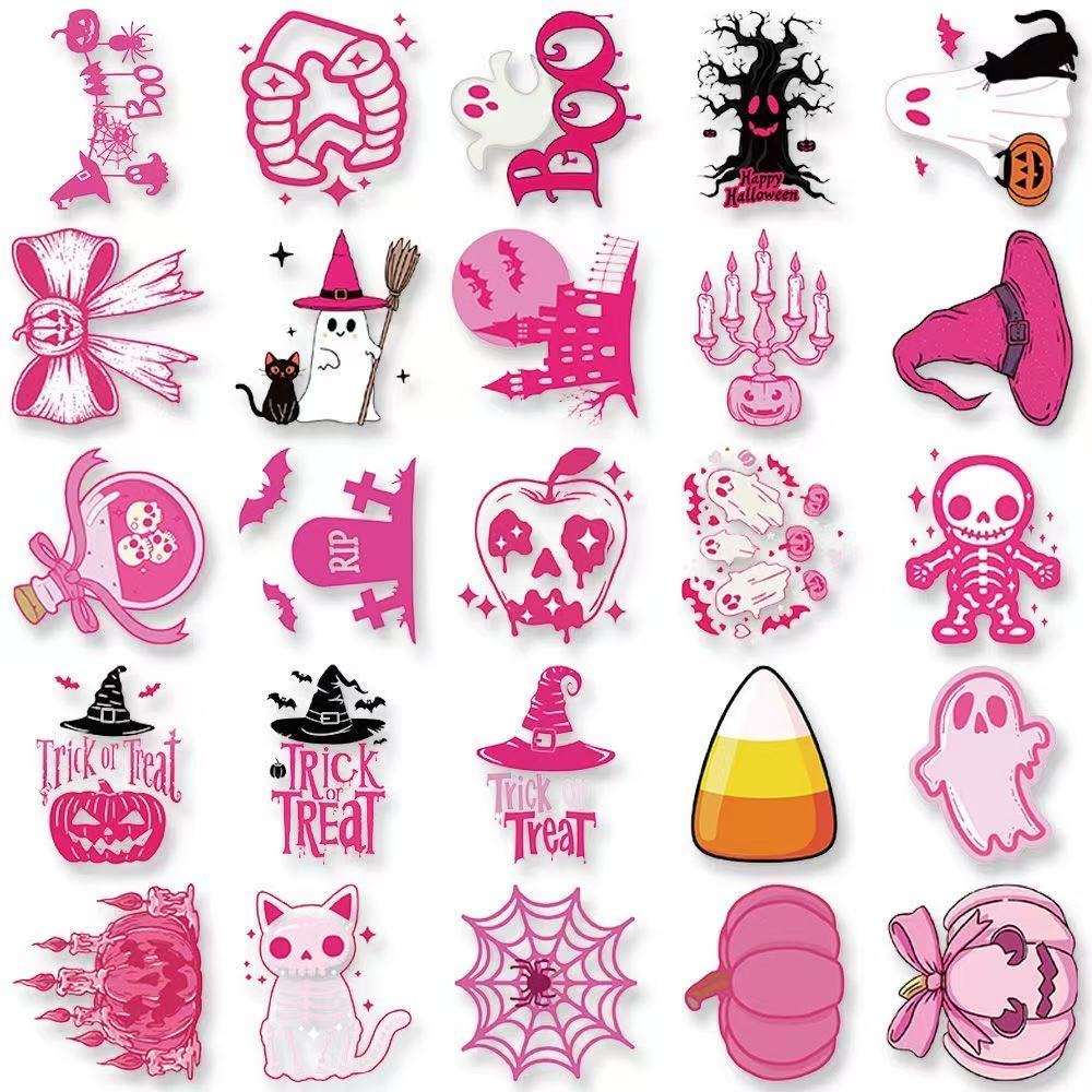 Gothic Pink Halloween Stickers – 50pcs