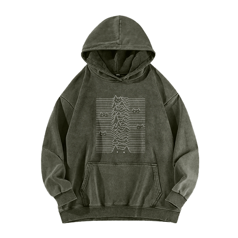 Waves of Cats Washed Hoodie