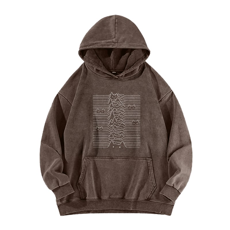 Waves of Cats Washed Hoodie
