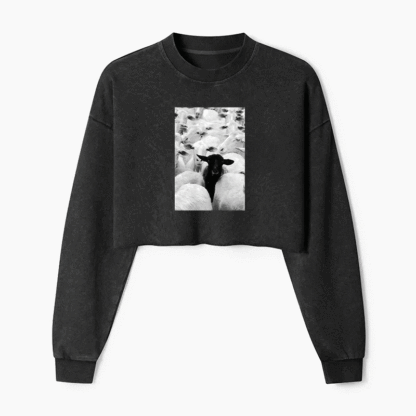 Black Sheep Washed Crop Sweatshirt