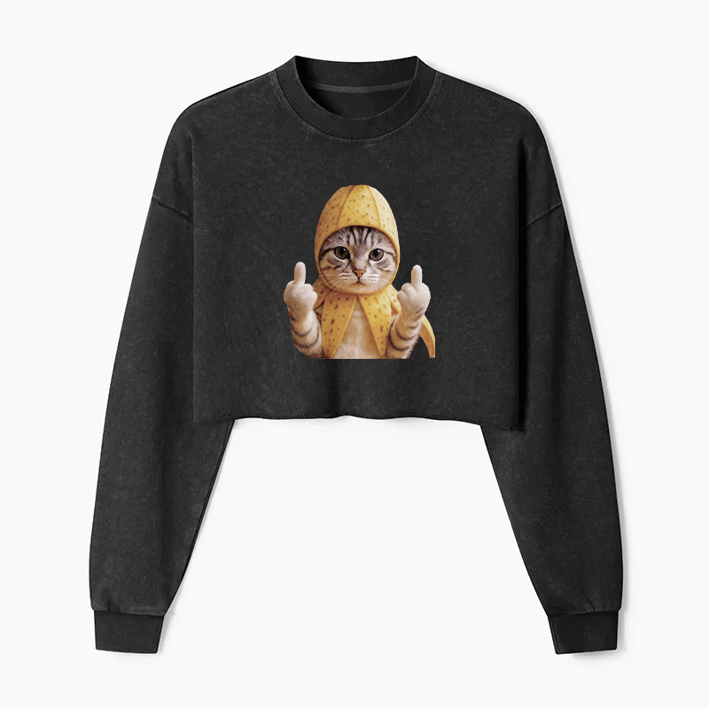 Banana Cat Supreme Washed Crop Sweatshirt