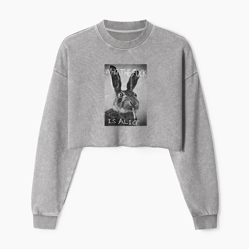 Who The Fck Is Alice Washed Crop Sweatshirt