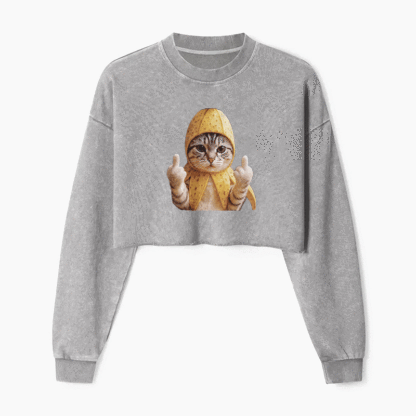 Banana Cat Supreme Washed Crop Sweatshirt