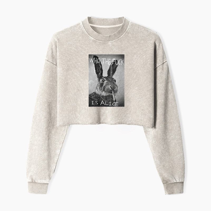Who The Fck Is Alice Washed Crop Sweatshirt