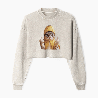 Banana Cat Supreme Washed Crop Sweatshirt