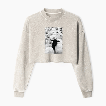 Black Sheep Washed Crop Sweatshirt