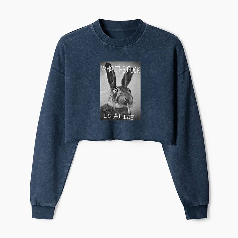 Who The Fck Is Alice Washed Crop Sweatshirt