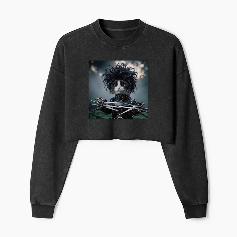 Edward the Cat Barber Washed Crop Sweatshirt